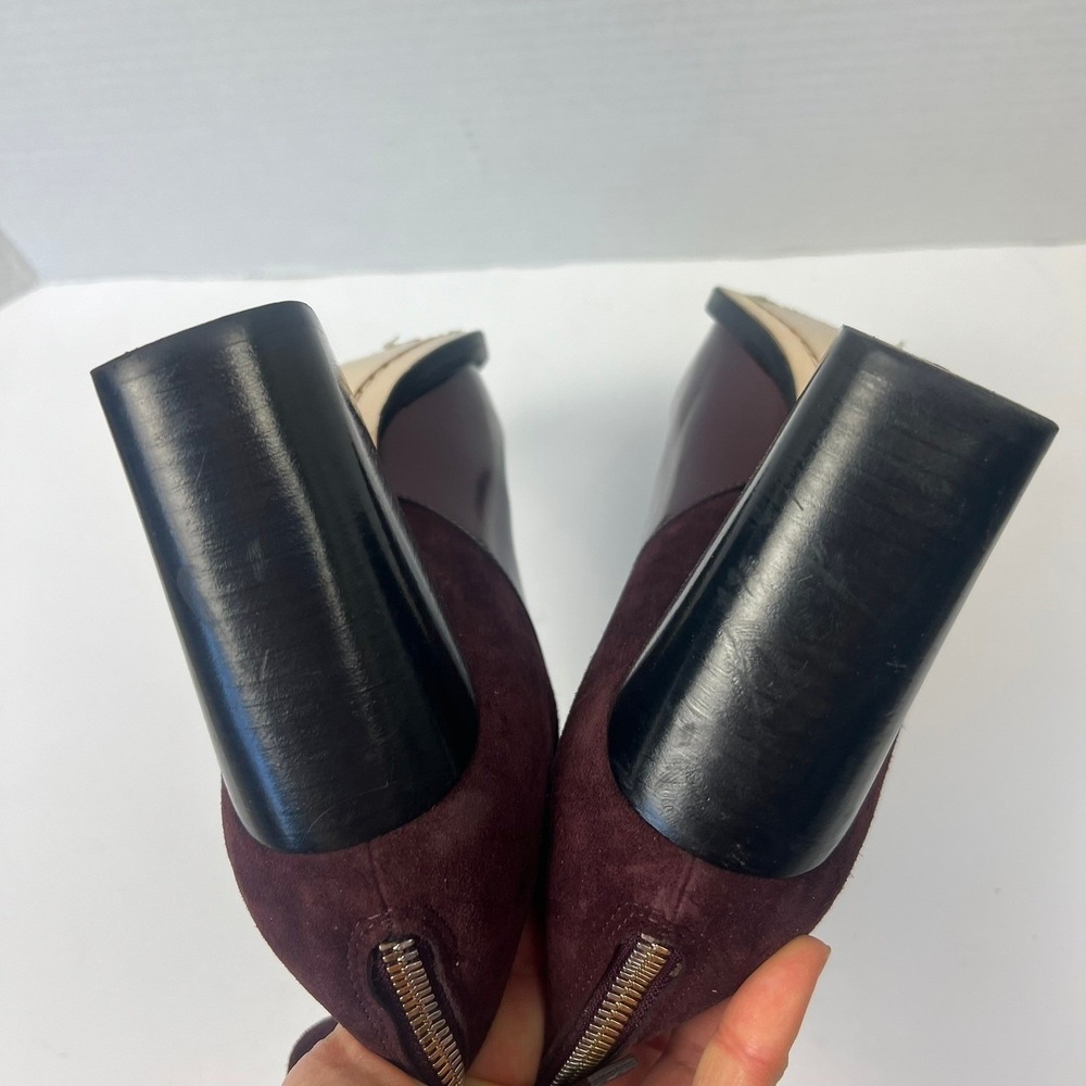 WANT Les ESSENTIELS Burgundy Suede Leather Block Heel Ankle Boots Size 38 US 7.5 - Picture 9 of 12